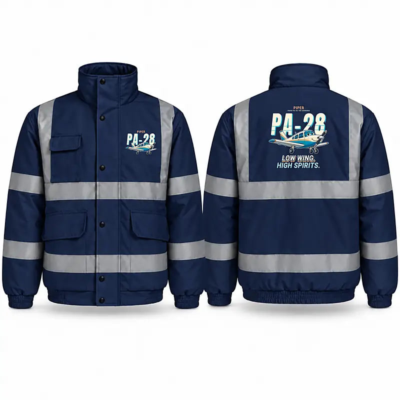 Piper PA-28 Cherokee Reflective Winter Jackets - Cartoon - Navy Blue