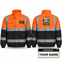 Thumbnail for Piper PA-28 Cherokee Reflective Winter Jackets - Poster + Name - Orange & Navy