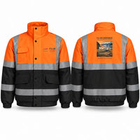 Thumbnail for Piper PA-28 Cherokee Reflective Winter Jackets - Poster - Orange & Navy