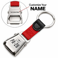 Thumbnail for Piper PA-28 Cherokee - Seat Belt Key Chain - Heritage + Name - Red
