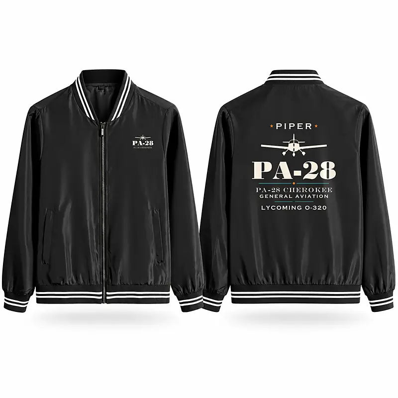 Piper PA-28 Cherokee Stylish Jackets - Baseball Collar - Heritage - Black