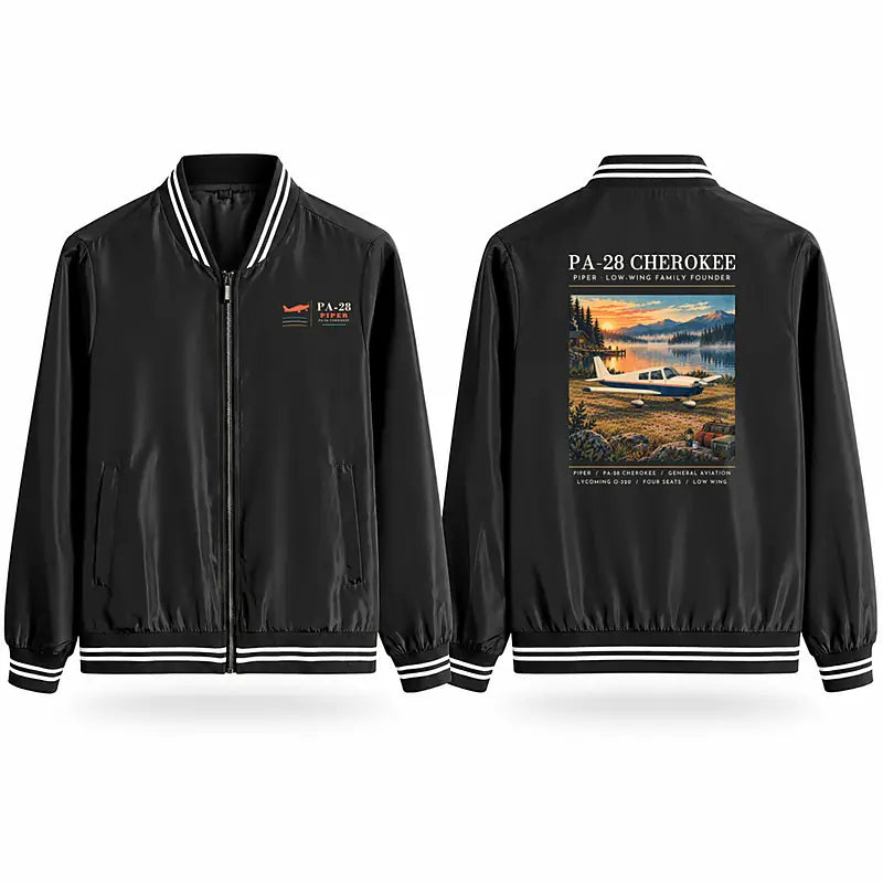 Piper PA-28 Cherokee Stylish Jackets - Baseball Collar - Poster - Black
