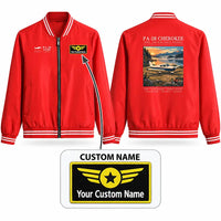 Thumbnail for Piper PA-28 Cherokee Stylish Jackets - Baseball Collar - Poster + Name - Red