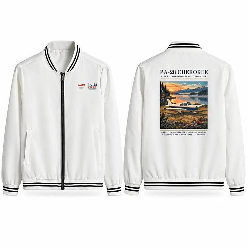 Piper PA-28 Cherokee Stylish Jackets - Baseball Collar - Poster - White