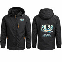 Thumbnail for Piper PA-28 Cherokee Stylish Jackets - Hooded Windbreaker - Cartoon - Black