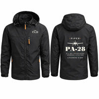 Thumbnail for Piper PA-28 Cherokee Stylish Jackets - Hooded Windbreaker - Heritage - Black