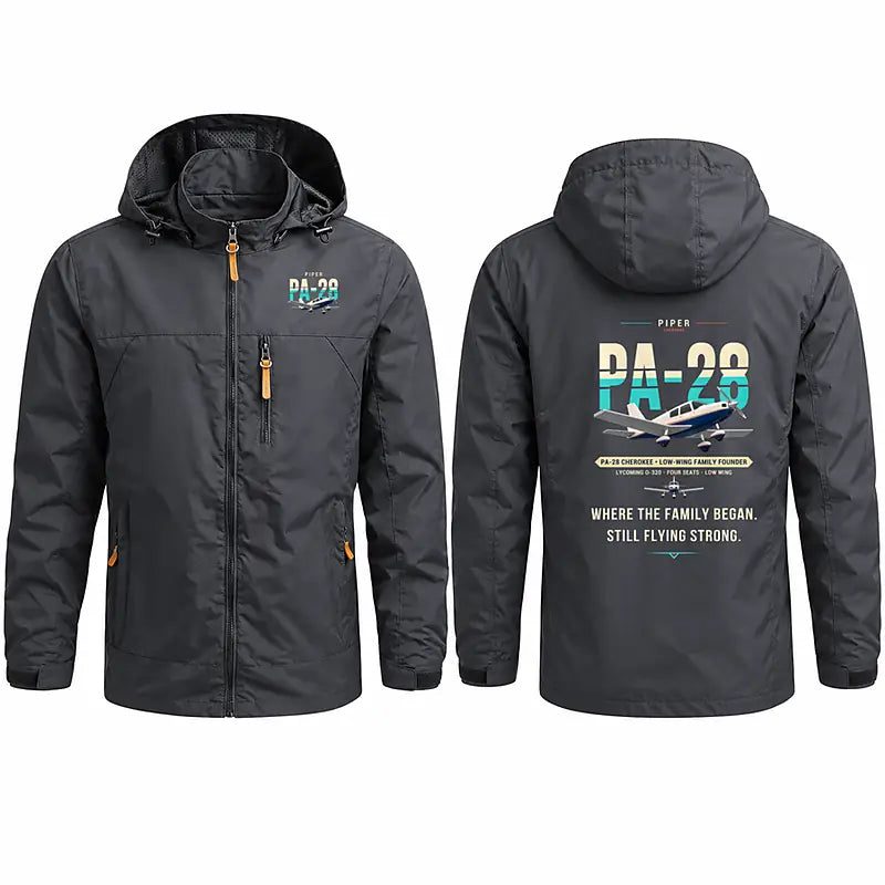 Piper PA-28 Cherokee Stylish Jackets - Hooded Windbreaker - Original - Charcoal