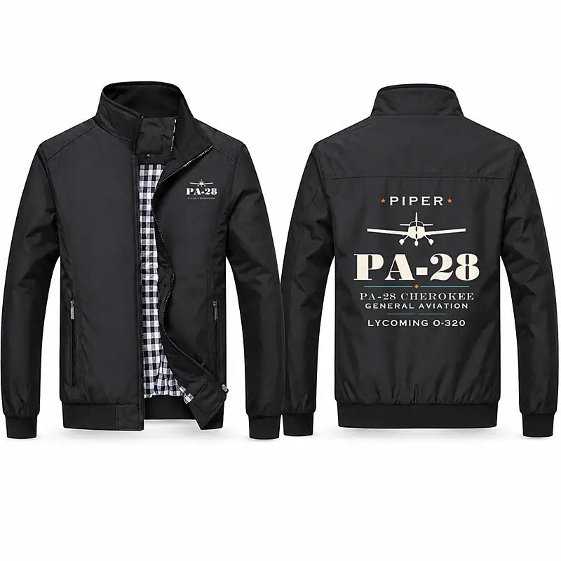 Piper PA-28 Cherokee Stylish Jackets - Stand Collar - Heritage - Black