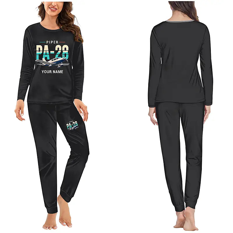 Piper PA-28 Cherokee - Women Pajamas - Original Chest + Name - Black