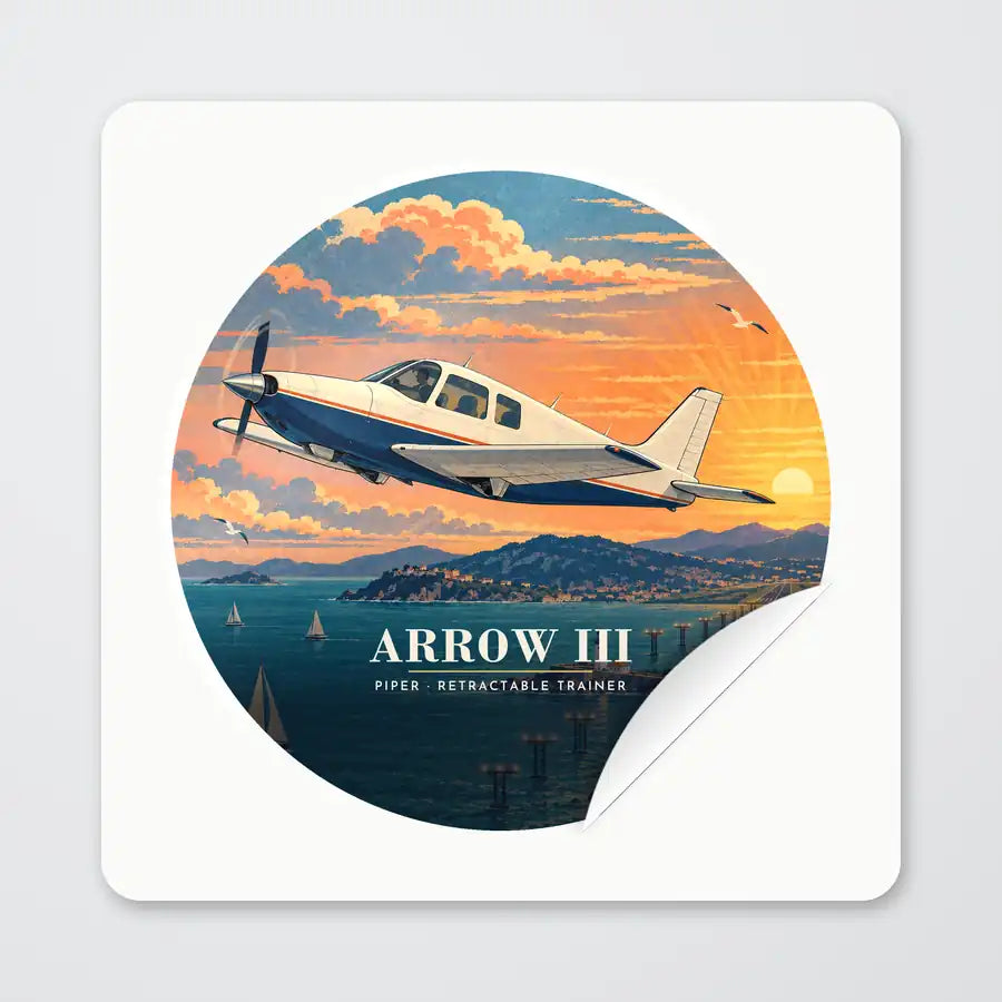Piper PA-28R Arrow III - 3D - Circle Sticker - Peel