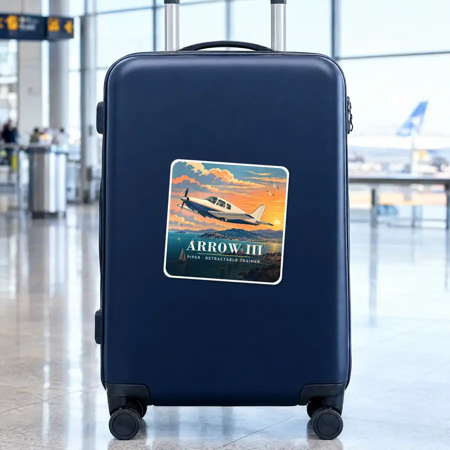 Piper PA-28R Arrow III - 3D - Square Sticker - Suitcase
