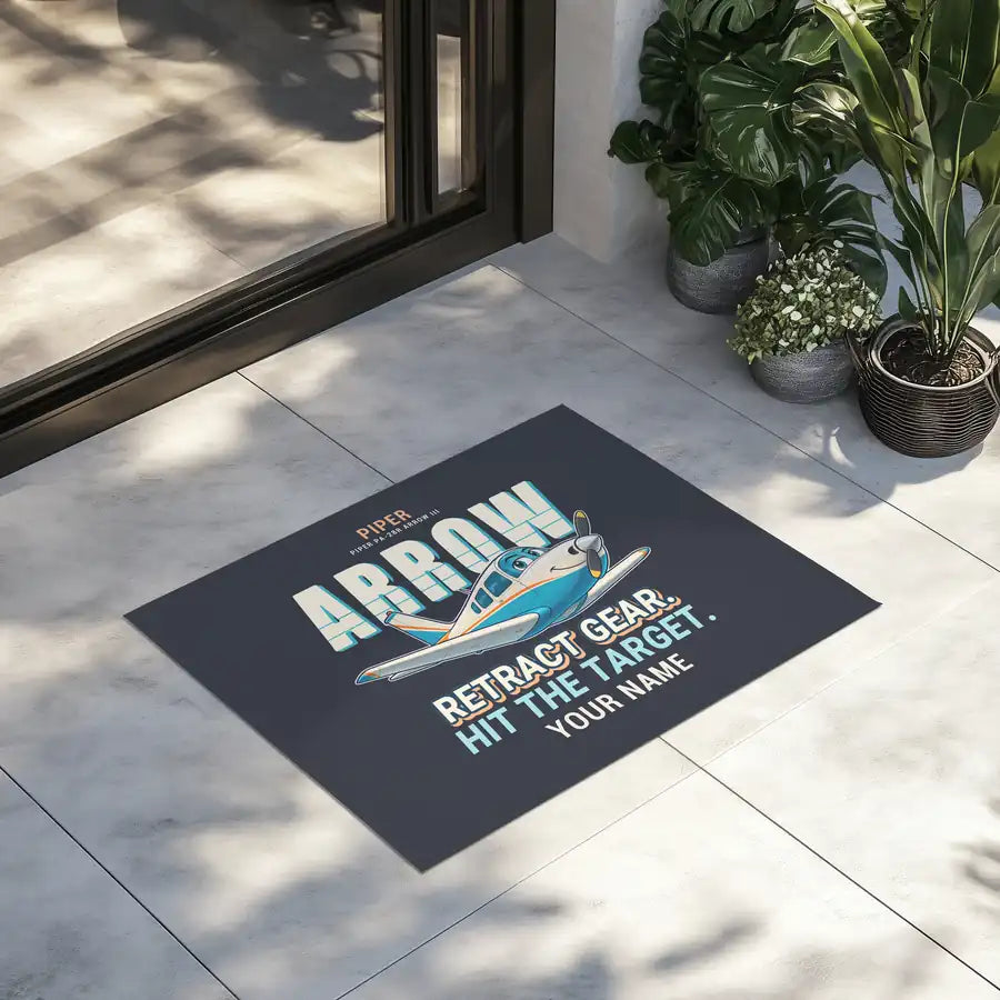 Piper PA-28R Arrow III - Cartoon + Name - Door Mat