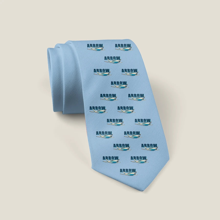 Piper PA-28R Arrow III - Cartoon Pattern - Tie - Light Blue
