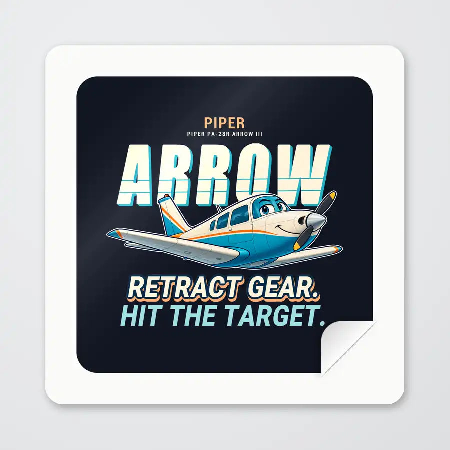 Piper PA-28R Arrow III - Cartoon - Square Sticker - Peel