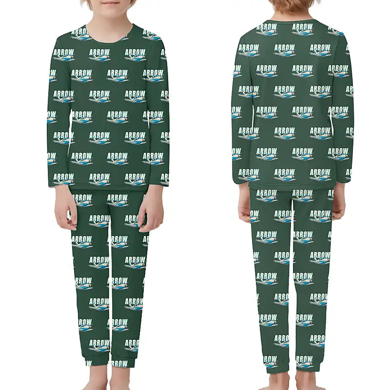 Piper PA-28R Arrow III - Children Pajamas - Cartoon Pattern - Dark Green