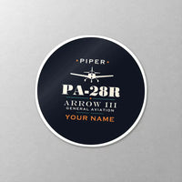 Thumbnail for Piper PA-28R Arrow III - Heritage + Name - Circle Sticker - Close-up