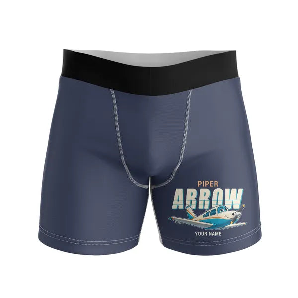 Piper PA-28R Arrow III - Men Boxers - Cartoon + Name - Navy Blue