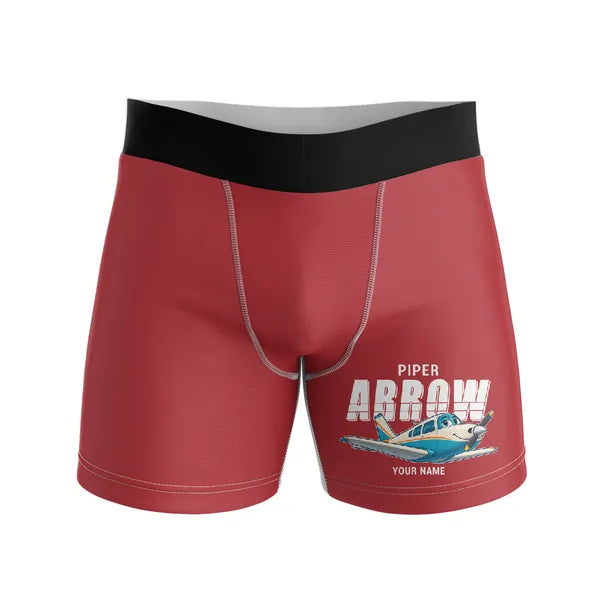 Piper PA-28R Arrow III - Men Boxers - Cartoon + Name - Red
