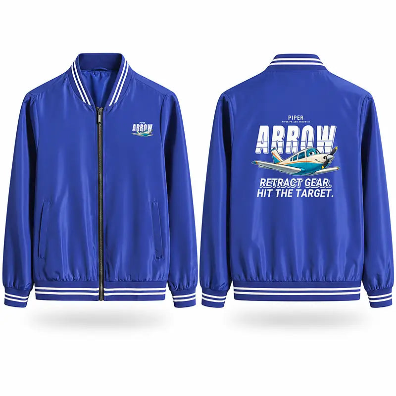 Piper PA-28R Arrow III Stylish Jackets - Baseball Collar - Cartoon - Royal Blue