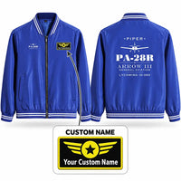 Thumbnail for Piper PA-28R Arrow III Stylish Jackets - Baseball Collar - Heritage + Name - Royal Blue