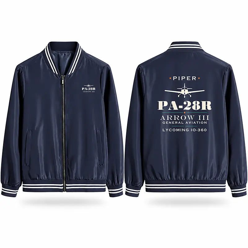 Piper PA-28R Arrow III Stylish Jackets - Baseball Collar - Heritage - Navy Blue