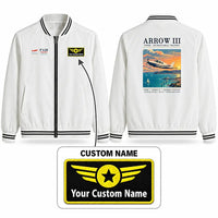 Thumbnail for Piper PA-28R Arrow III Stylish Jackets - Baseball Collar - Poster + Name - White