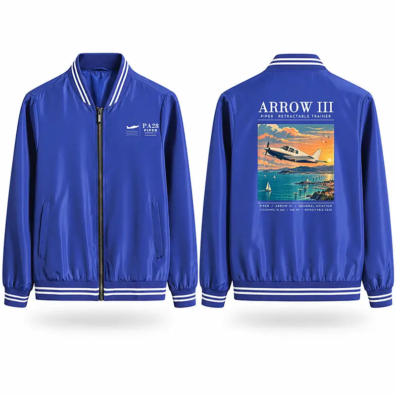 Piper PA-28R Arrow III Stylish Jackets - Baseball Collar - Poster - Royal Blue