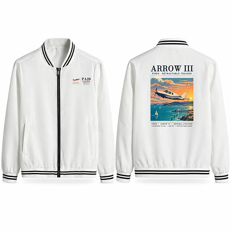 Piper PA-28R Arrow III Stylish Jackets - Baseball Collar - Poster - White