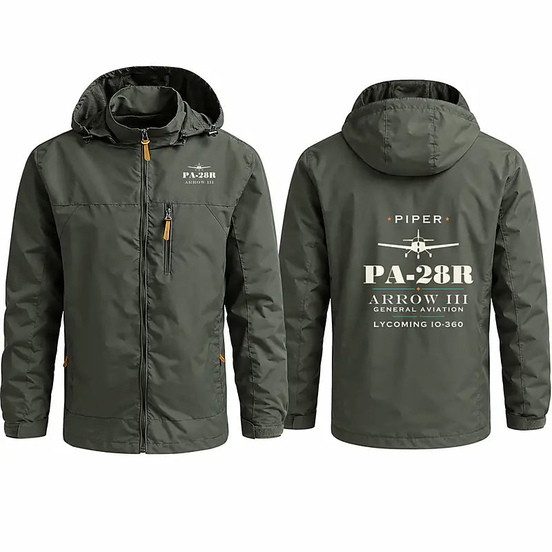 Piper PA-28R Arrow III Stylish Jackets - Hooded Windbreaker - Heritage - Olive Green