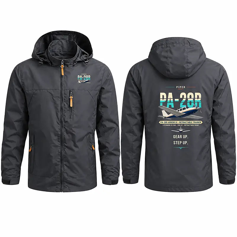 Piper PA-28R Arrow III Stylish Jackets - Hooded Windbreaker - Original - Charcoal