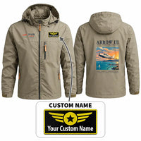 Thumbnail for Piper PA-28R Arrow III Stylish Jackets - Hooded Windbreaker - Poster + Name - Khaki