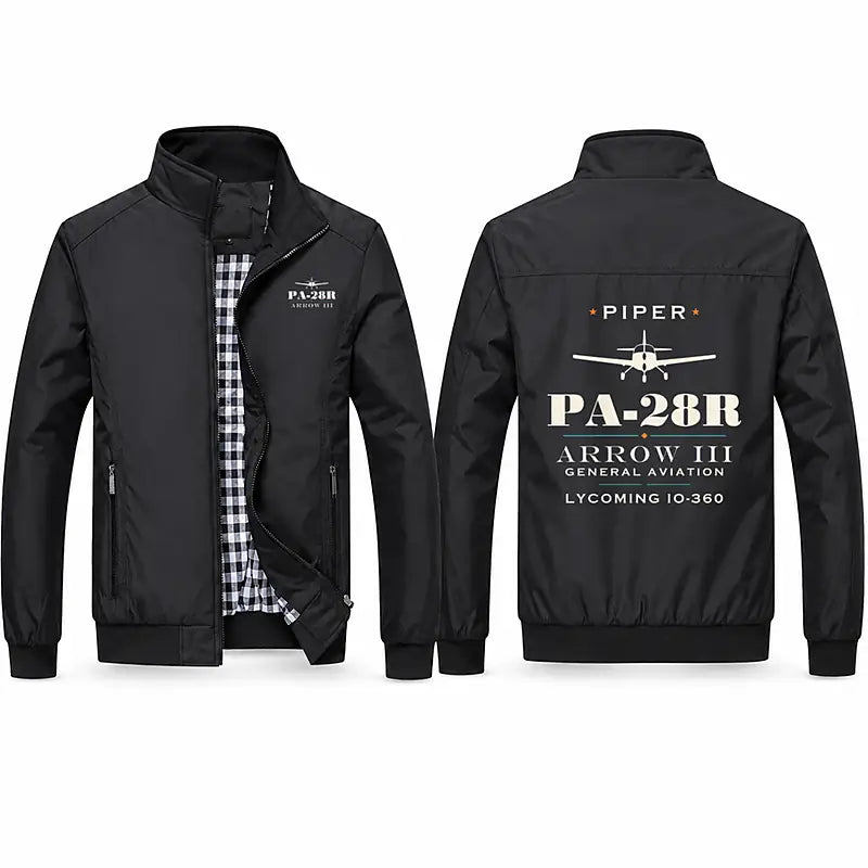 Piper PA-28R Arrow III Stylish Jackets - Stand Collar - Heritage - Black