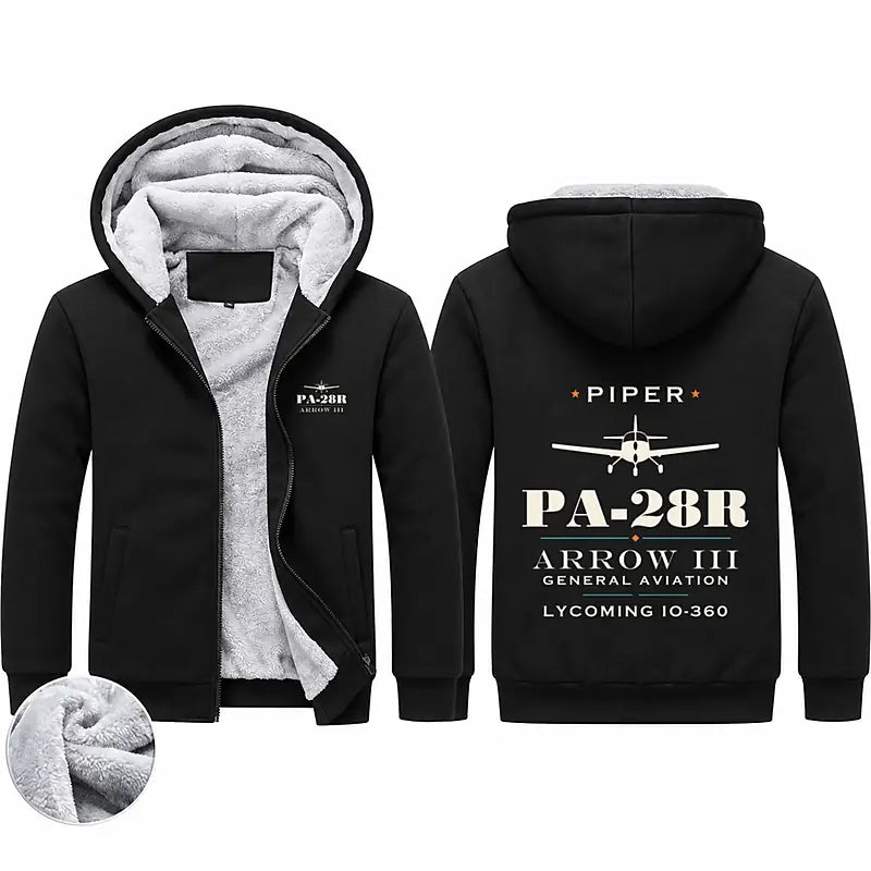 Piper PA-28R Arrow III Zipped Sweatshirts - Heritage - Black