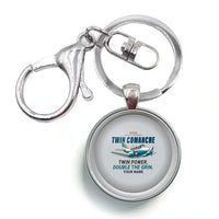 Thumbnail for Piper PA-30 Twin Comanche - Cartoon + Name - Circle Key Chain - Light Gray