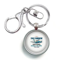 Thumbnail for Piper PA-30 Twin Comanche - Cartoon + Name - Circle Key Chain - White