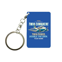 Thumbnail for Piper PA-30 Twin Comanche - Cartoon + Name - Key Chain - Blue
