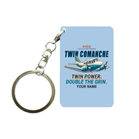 Thumbnail for Piper PA-30 Twin Comanche - Cartoon + Name - Key Chain - Light Blue
