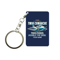 Thumbnail for Piper PA-30 Twin Comanche - Cartoon + Name - Key Chain - Navy Blue