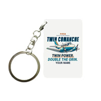 Thumbnail for Piper PA-30 Twin Comanche - Cartoon + Name - Key Chain - White