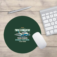 Thumbnail for Piper PA-30 Twin Comanche - Cartoon + Name - Round Mouse Pad - Dark Green