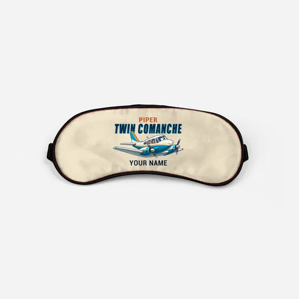 Piper PA-30 Twin Comanche - Cartoon + Name - Sleep Mask - Beige