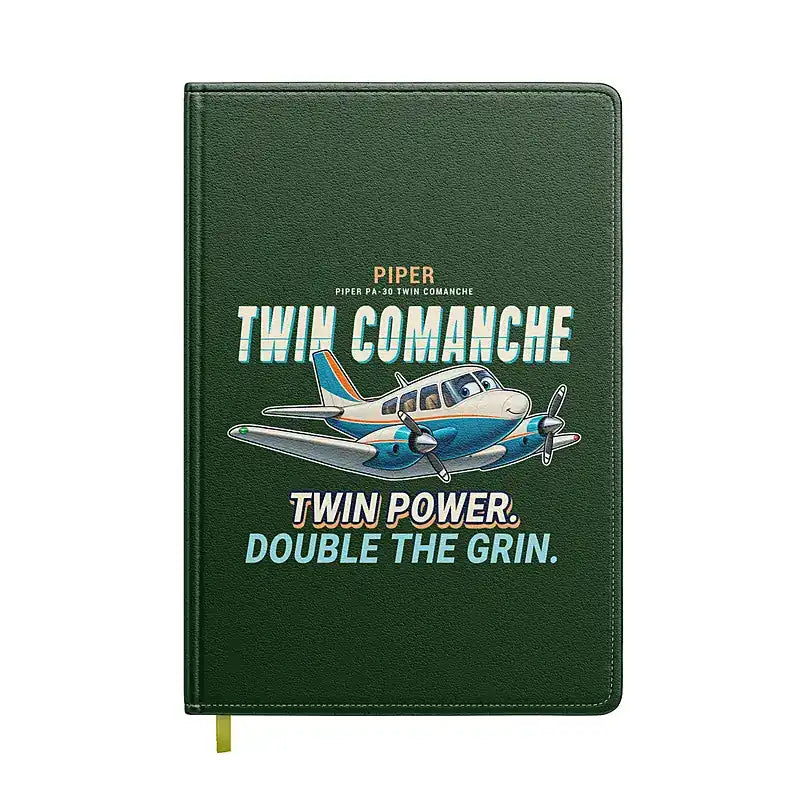 Piper PA-30 Twin Comanche - Cartoon - Notebook - Dark Green