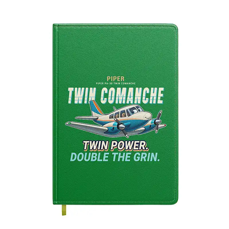 Piper PA-30 Twin Comanche - Cartoon - Notebook - Green