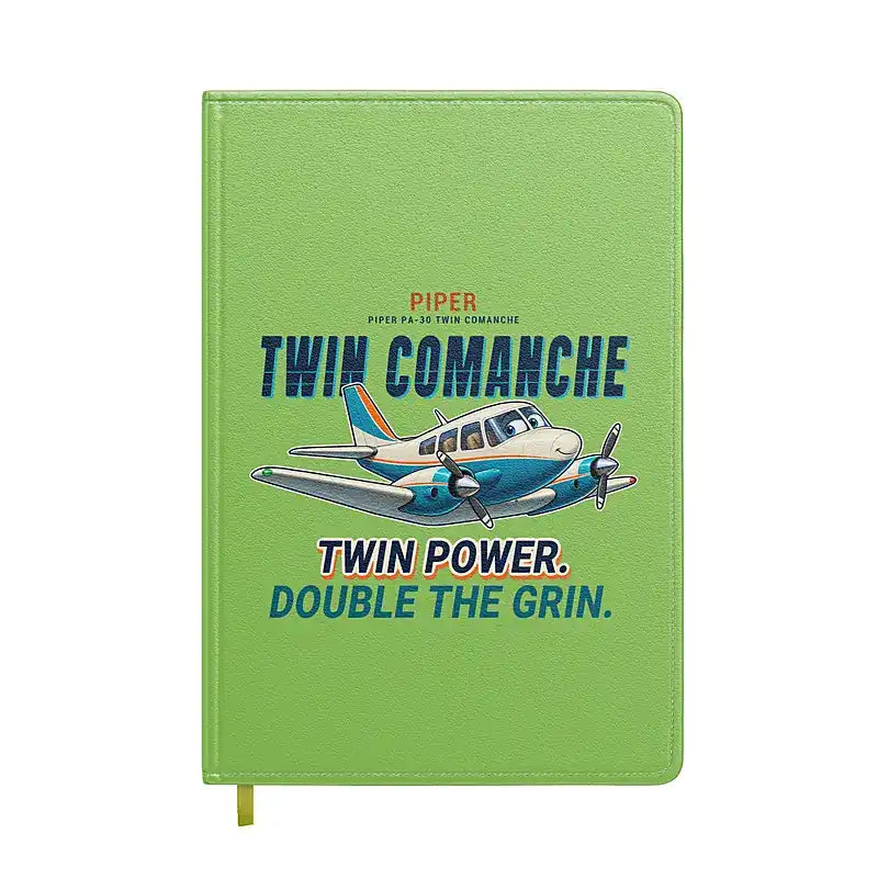 Piper PA-30 Twin Comanche - Cartoon - Notebook - Light Green