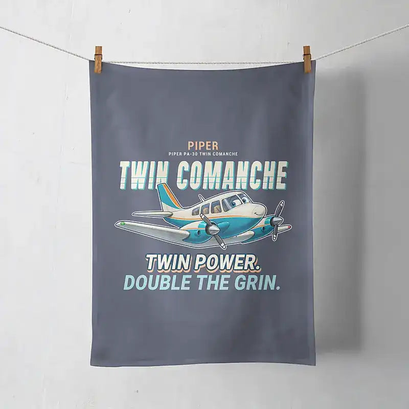 Piper PA-30 Twin Comanche - Cartoon - Towel - Navy Blue