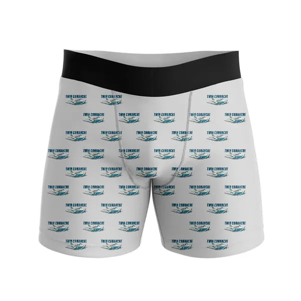 Piper PA-30 Twin Comanche - Men Boxers - Cartoon Pattern - Light Gray