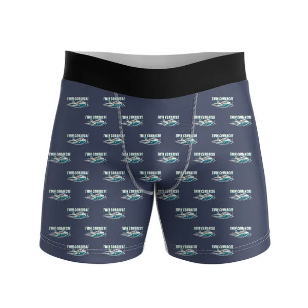 Piper PA-30 Twin Comanche - Men Boxers - Cartoon Pattern - Navy Blue