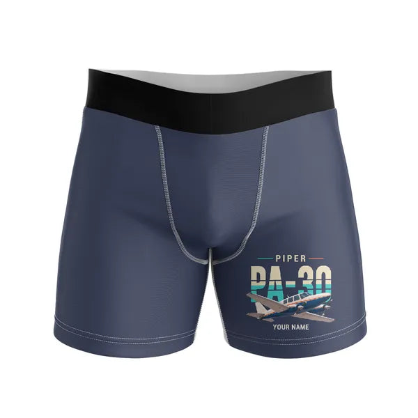 Piper PA-30 Twin Comanche - Men Boxers - Original + Name - Navy Blue