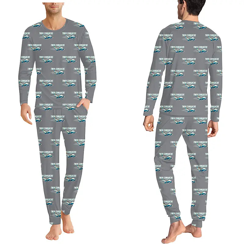 Piper PA-30 Twin Comanche - Men Pajamas - Cartoon Pattern - Gray