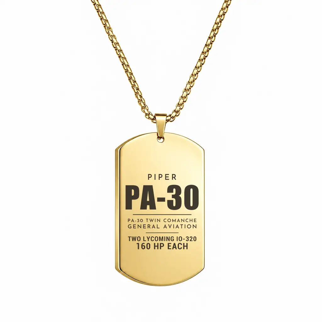 Piper PA-30 Twin Comanche - Necklace - Tag - Gold